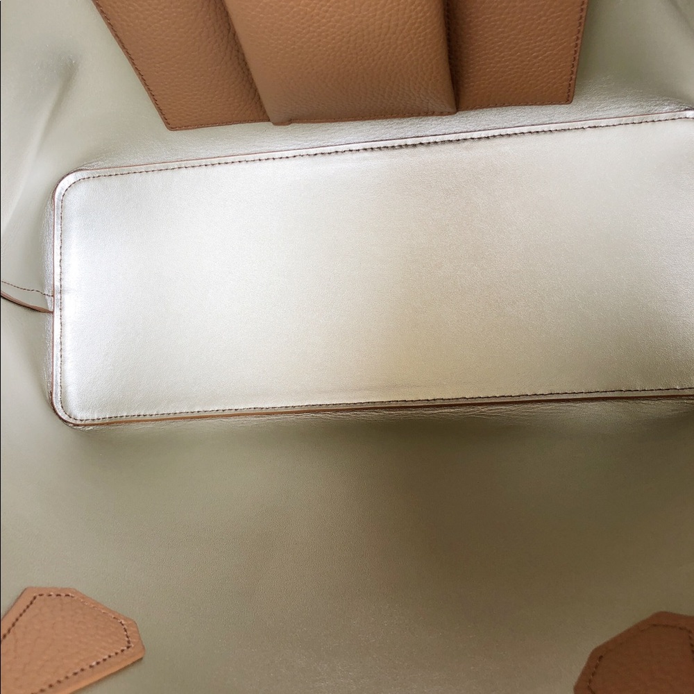 Tory Burch Perry Tote Large Leather Bark Gold - Picture 7 of 8